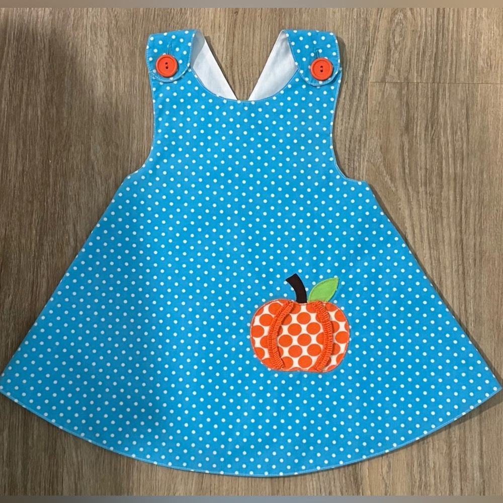 Kelly’s Kids Polka Dot Pumpkin Pinafore Swing Dress-size 18 months